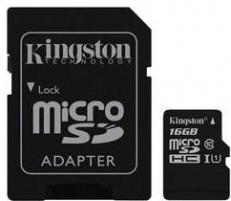 Kingston Card de Memorie Kingston Canvas Select microSDXC 16GB + Adaptor SD