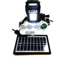 OEM Sistem Iluminare LED cu Incarcare Solara, 3 Becuri LED, 1 bec disco si Lampa Portabila cu FM si MP3 player GD-8060