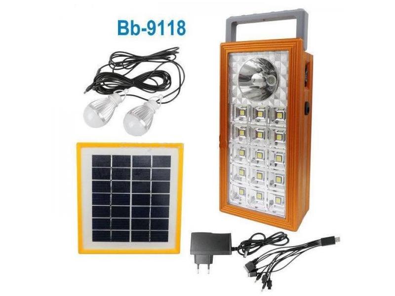OEM Sistem Iluminare LED cu Incarcare Solara, 2 Becuri LED si Lampa Portabila BB-9118