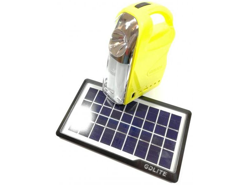 OEM Sistem Iluminare LED cu Incarcare Solara, 3 Becuri LED si Lampa Portabila GD-7 Galben