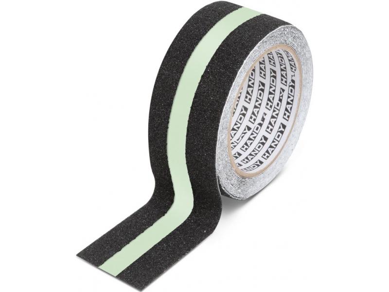 Handy Banda adeziva, antiglisanta - 5m x 50 mm - fosforescent / negru