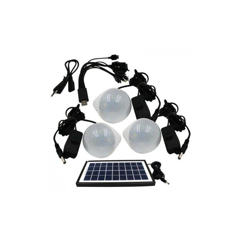 OEM Sistem Iluminare LED cu Incarcare Solara, 3 Becuri LED si Lampa Portabila GD-999