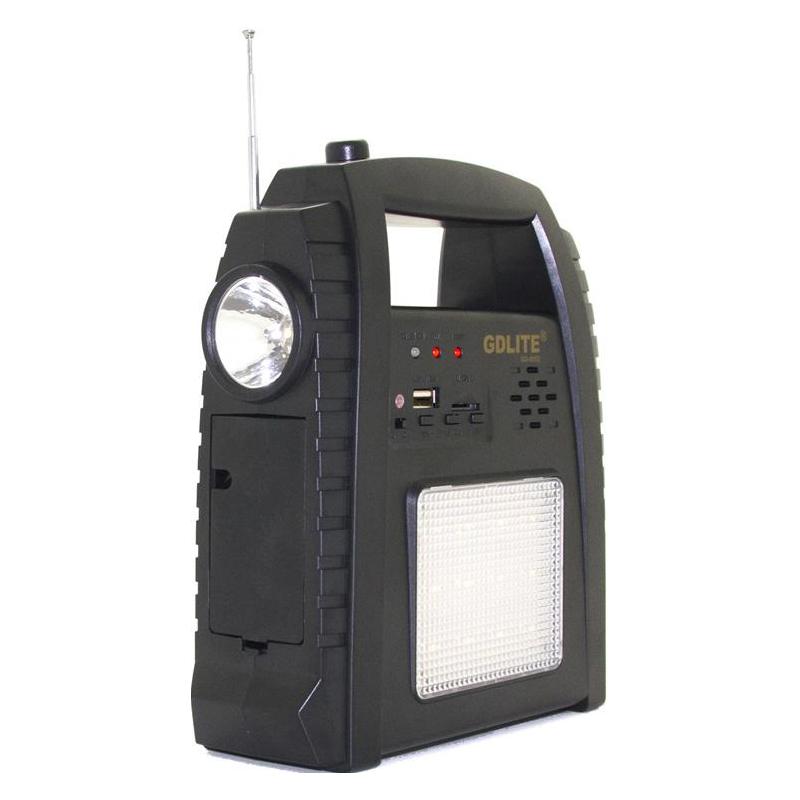 OEM Sistem Iluminare LED cu Incarcare Solara, 2 Becuri LED si Lampa Portabila cu FM si MP3 player GD-8052