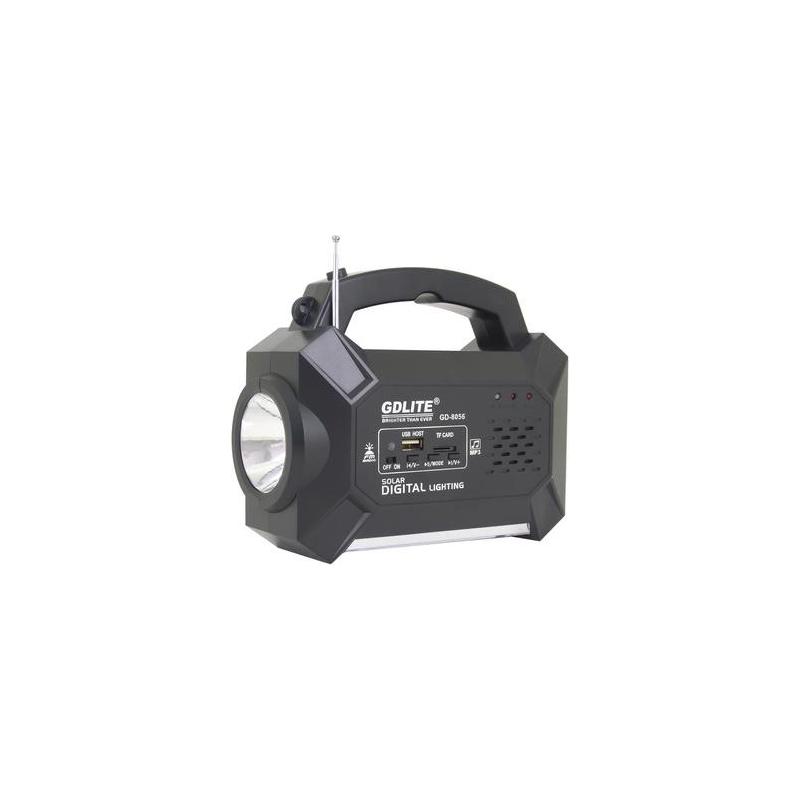 OEM Sistem Iluminare LED cu Incarcare Solara, 3 Becuri LED si Lampa Portabila cu FM si MP3 player GD-8056
