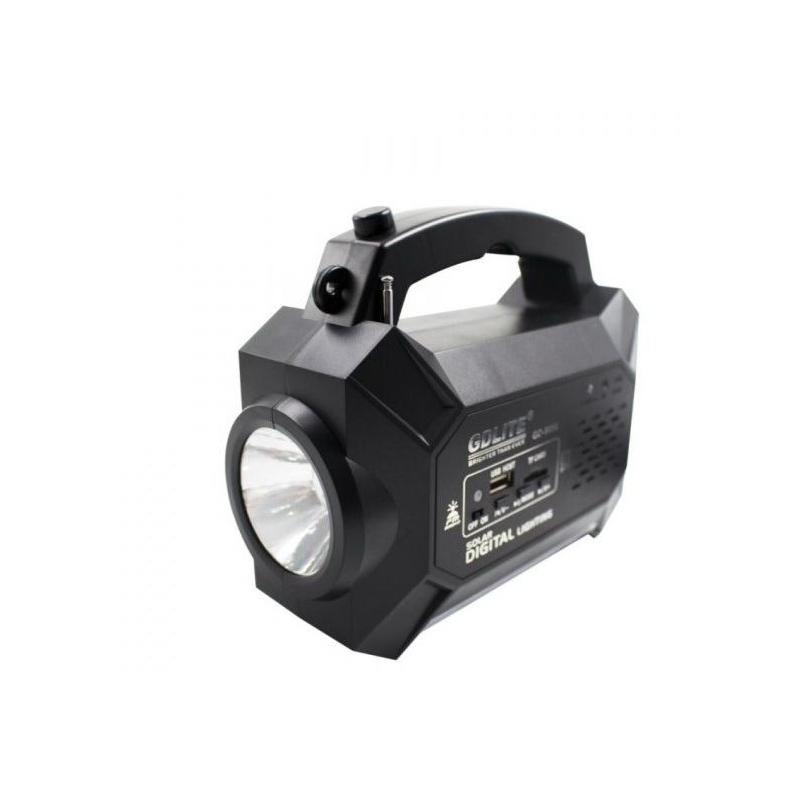 OEM Sistem Iluminare LED cu Incarcare Solara, 3 Becuri LED si Lampa Portabila cu FM si MP3 player GD-8056