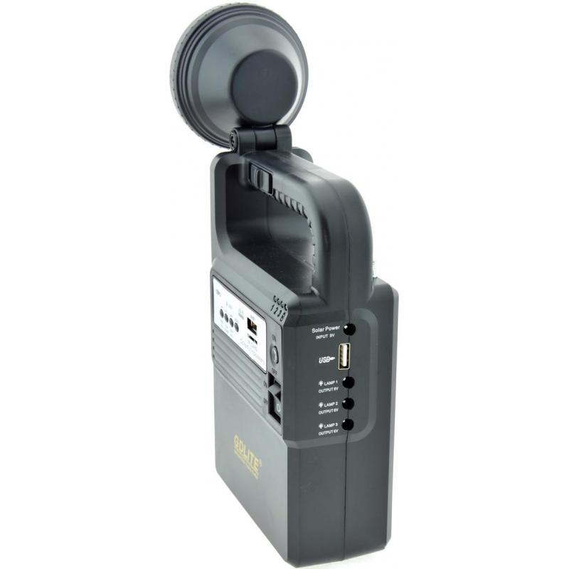 OEM Sistem Iluminare LED cu Incarcare Solara, 3 Becuri LED, MP3, radio FM si Lampa Portabila GD-8133