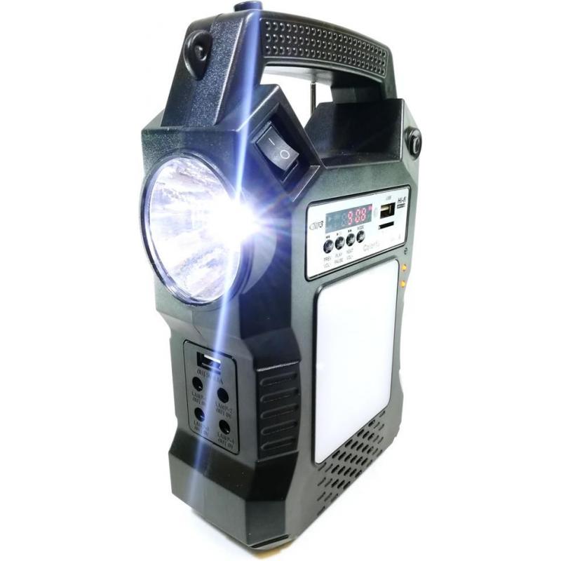 OEM Sistem Iluminare LED cu Incarcare Solara, 3 Becuri LED, 1 bec disco si Lampa Portabila cu FM si MP3 player GD-8060