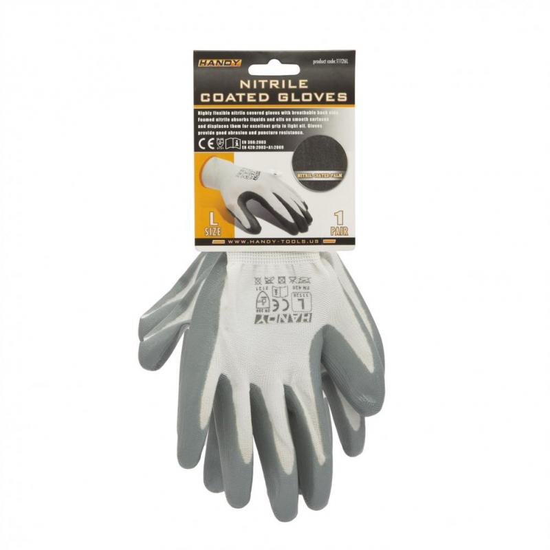 Handy Manusi pt. operatii de montaj cu acoperire nitril, 12 perechi/pachet, L