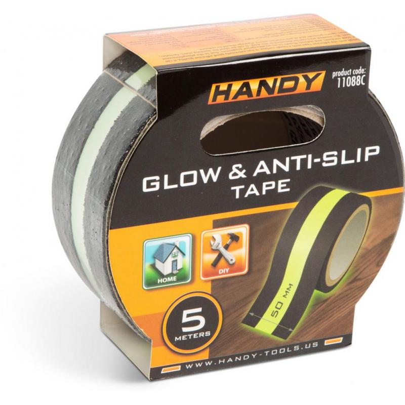 Handy Banda adeziva, antiglisanta - 5m x 50 mm - fosforescent / negru