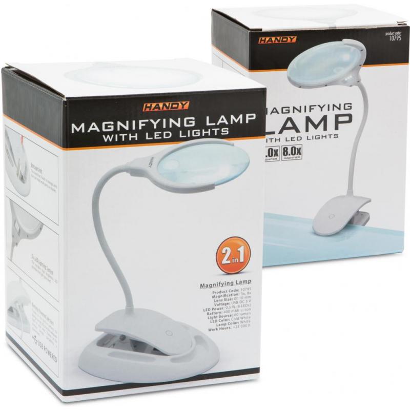 Handy Lampa de masa LED cu lupa si intrerupator tactil, cu acumulator