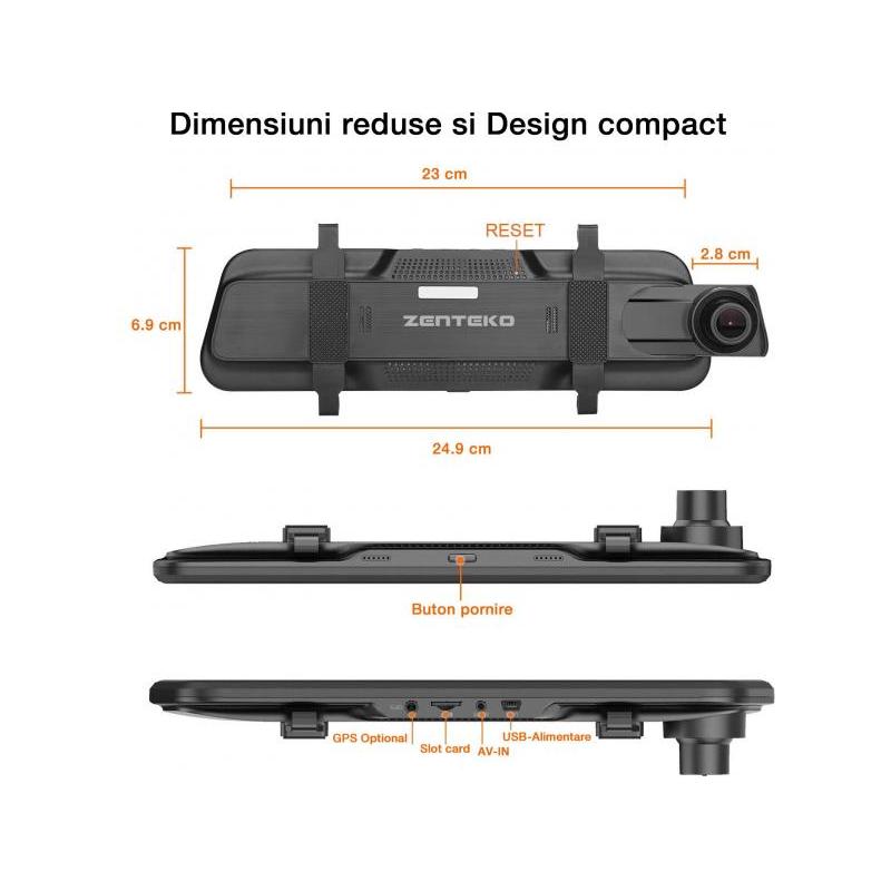 Zenteko Camera Auto Oglinda Offroad Zenteko Full HD cu touchscreen SM1036CM