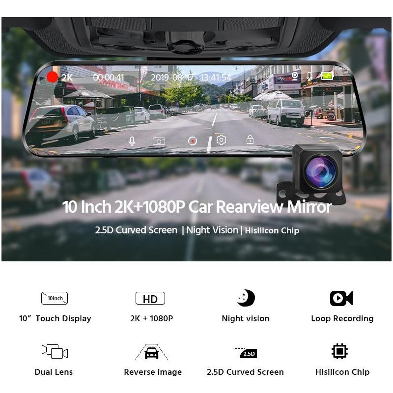 Zenteko Camera Auto Oglinda Offroad Zenteko 2K + Full HD cu touchscreen SM1037CM